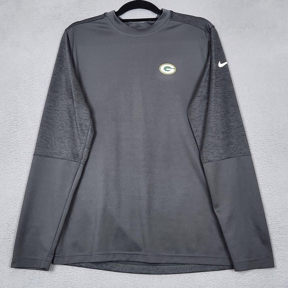 Green Bay Packers Shirt Mens Medium Gray NFL Football Nike Dri-FIT On Field
